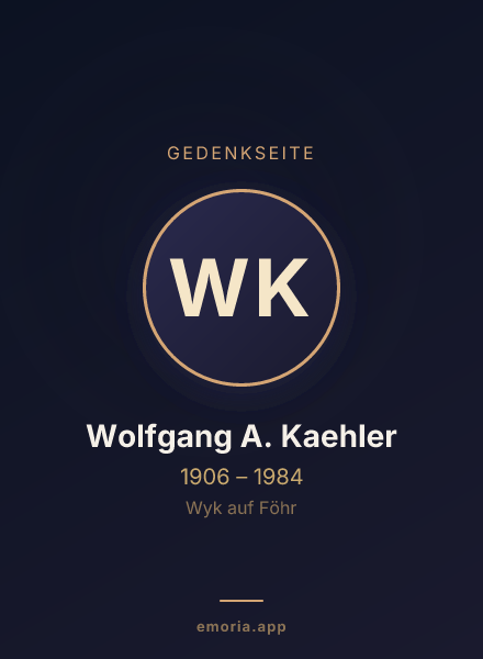 Gedenkportrait von Wolfgang A. Kaehler