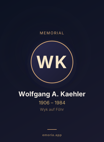Memorial portrait of Wolfgang A. Kaehler