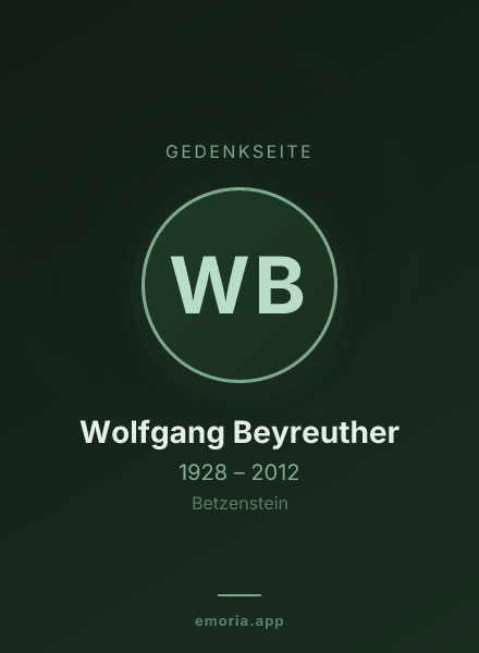 Gedenkportrait von Wolfgang Beyreuther