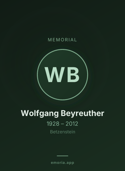 Memorial portrait of Wolfgang Beyreuther