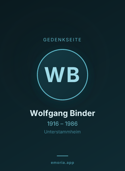 Gedenkportrait von Wolfgang Binder