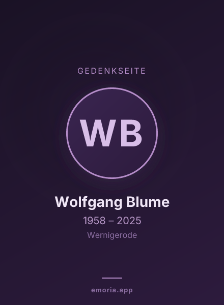 Gedenkportrait von Wolfgang Blume