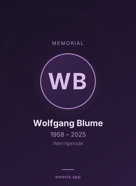 Memorial portrait of Wolfgang Blume