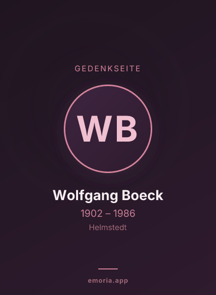 Gedenkportrait von Wolfgang Boeck