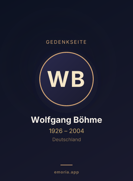 Gedenkportrait von Wolfgang Böhme