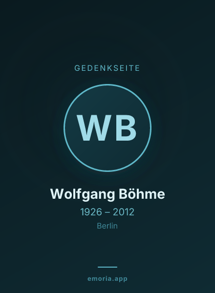 Gedenkportrait von Wolfgang Böhme