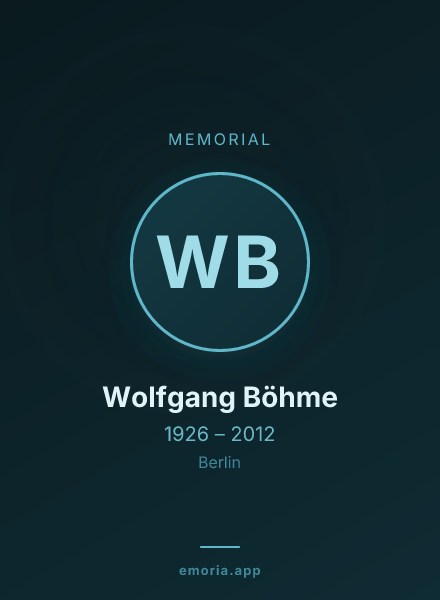 Memorial portrait of Wolfgang Böhme