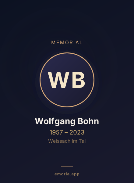 Memorial portrait of Wolfgang Bohn