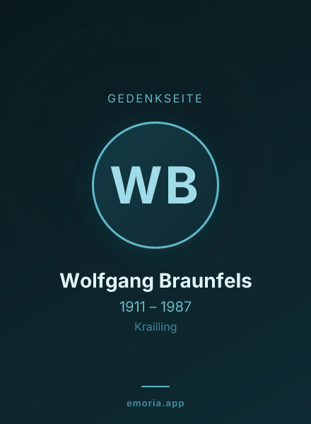 Gedenkportrait von Wolfgang Braunfels