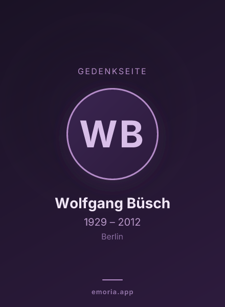 Gedenkportrait von Wolfgang Büsch