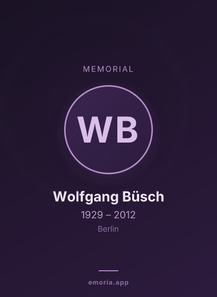Memorial portrait of Wolfgang Büsch