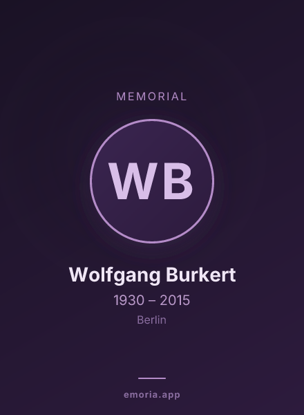 Memorial portrait of Wolfgang Burkert