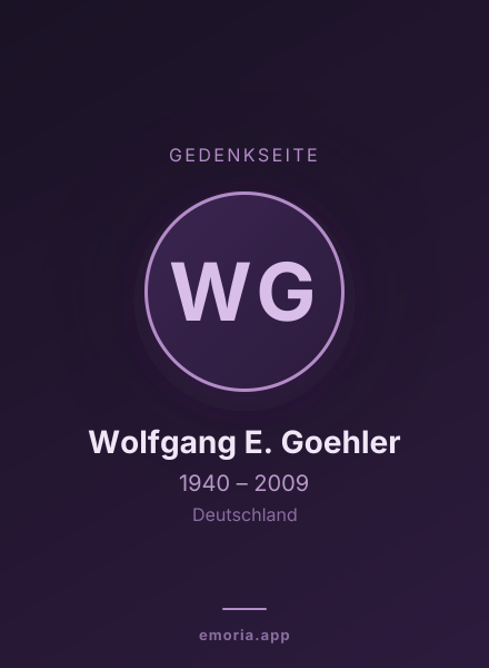 Gedenkportrait von Wolfgang E. Goehler