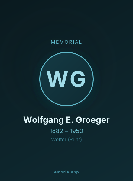Memorial portrait of Wolfgang E. Groeger