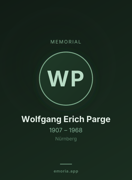 Memorial portrait of Wolfgang Erich Parge