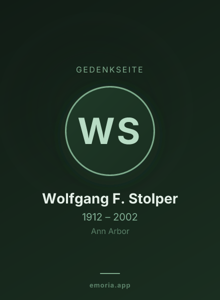 Gedenkportrait von Wolfgang F. Stolper