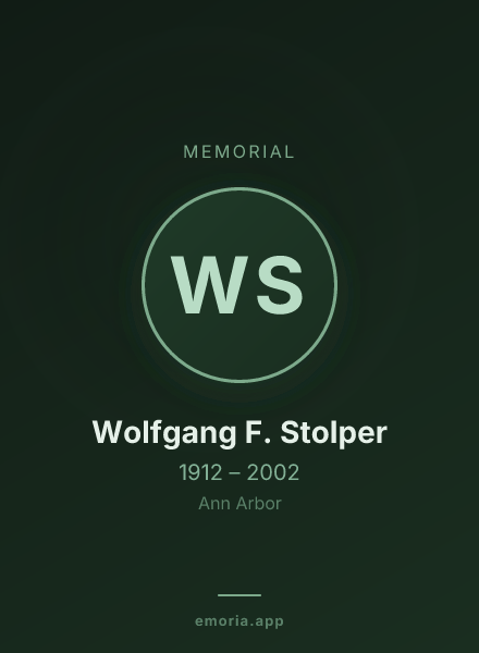 Memorial portrait of Wolfgang F. Stolper
