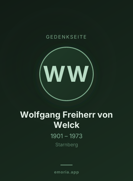 Gedenkportrait von Wolfgang Freiherr von Welck