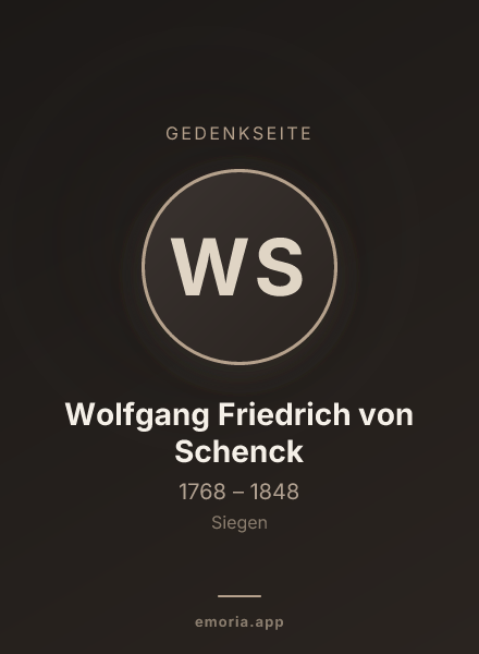 Gedenkportrait von Wolfgang Friedrich von Schenck