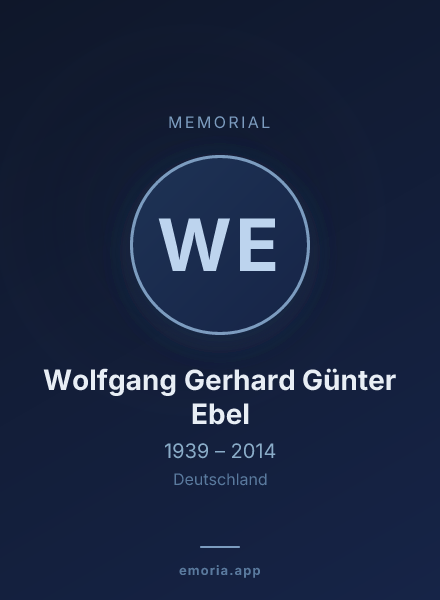 Memorial portrait of Wolfgang Gerhard Günter Ebel