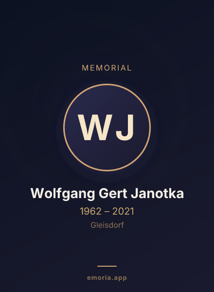 Memorial portrait of Wolfgang Gert Janotka