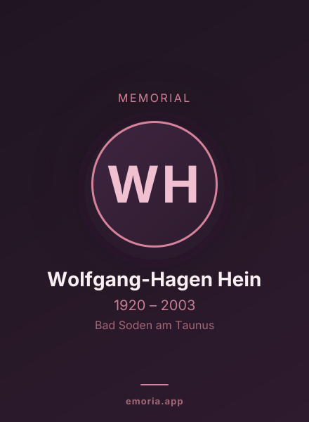 Memorial portrait of Wolfgang-Hagen Hein
