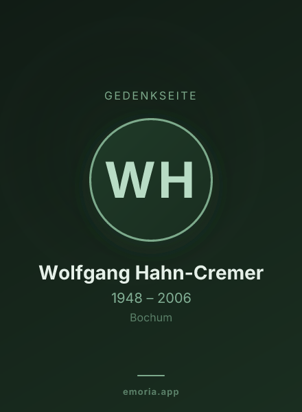 Gedenkportrait von Wolfgang Hahn-Cremer