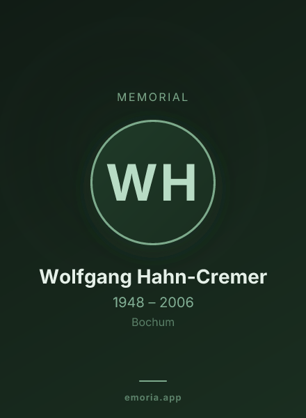 Memorial portrait of Wolfgang Hahn-Cremer