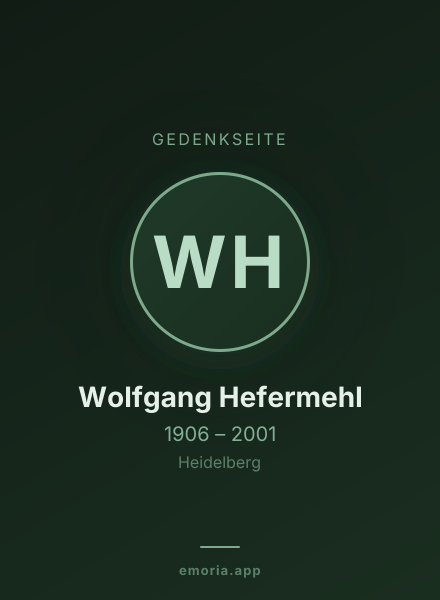Gedenkportrait von Wolfgang Hefermehl