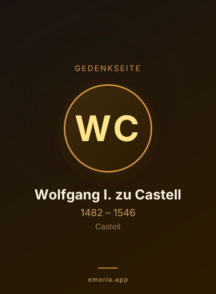 Gedenkportrait von Wolfgang I. zu Castell