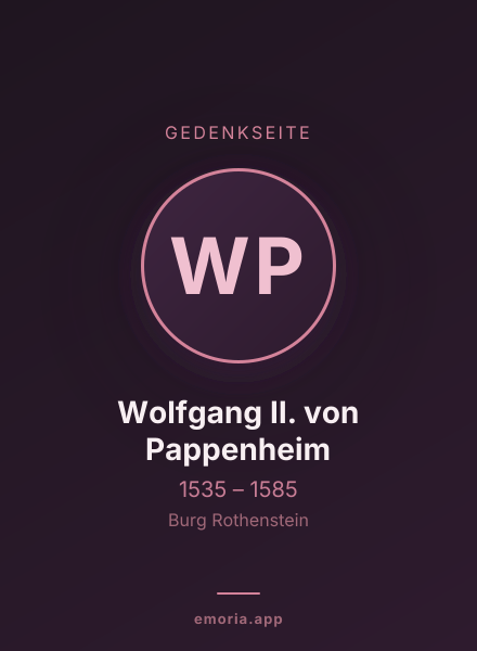 Gedenkportrait von Wolfgang II. von Pappenheim