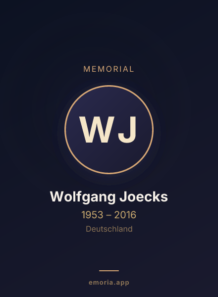 Memorial portrait of Wolfgang Joecks