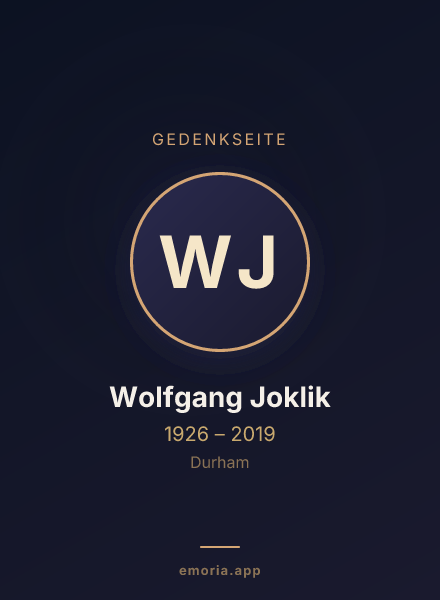 Gedenkportrait von Wolfgang Joklik