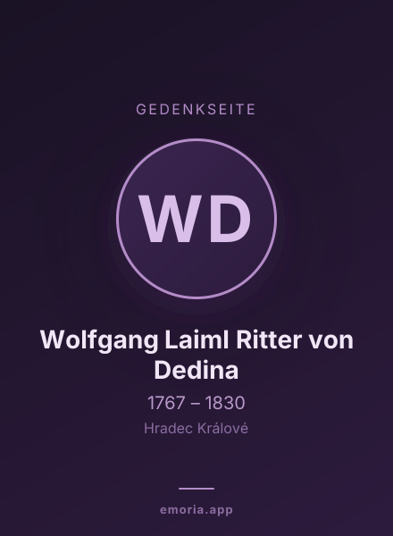 Gedenkportrait von Wolfgang Laiml Ritter von Dedina