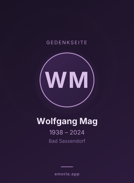Gedenkportrait von Wolfgang Mag
