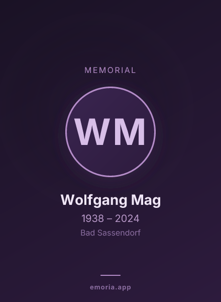 Memorial portrait of Wolfgang Mag