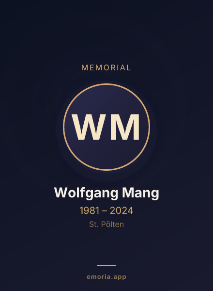 Memorial portrait of Wolfgang Mang