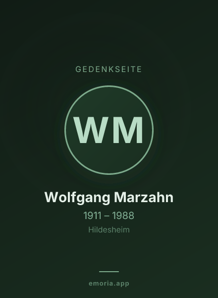 Gedenkportrait von Wolfgang Marzahn