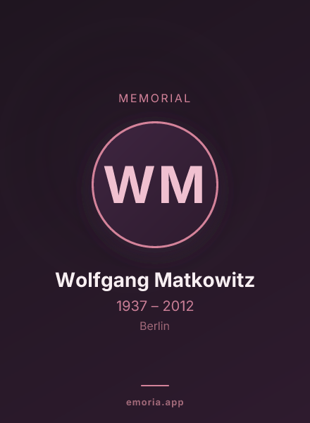 Memorial portrait of Wolfgang Matkowitz