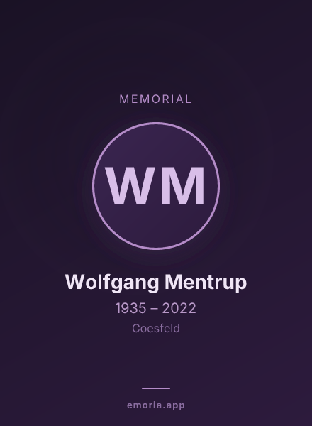 Memorial portrait of Wolfgang Mentrup