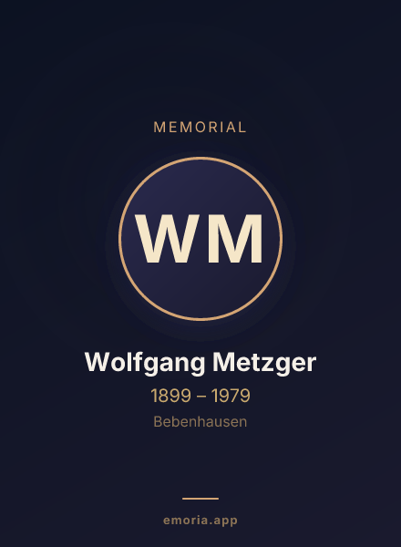 Memorial portrait of Wolfgang Metzger