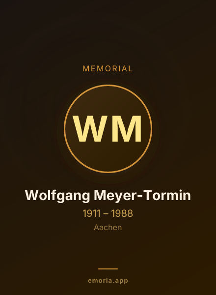 Memorial portrait of Wolfgang Meyer-Tormin
