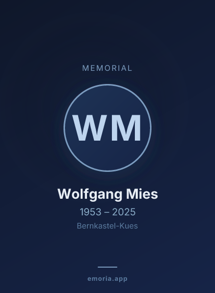 Memorial portrait of Wolfgang Mies
