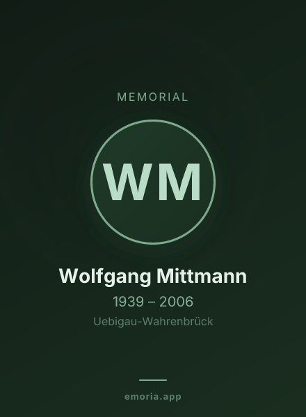 Memorial portrait of Wolfgang Mittmann