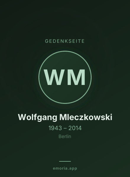 Gedenkportrait von Wolfgang Mleczkowski
