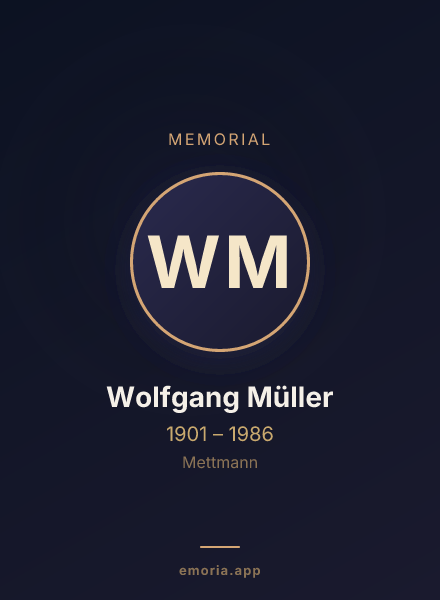 Memorial portrait of Wolfgang Müller