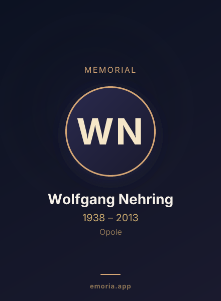 Memorial portrait of Wolfgang Nehring