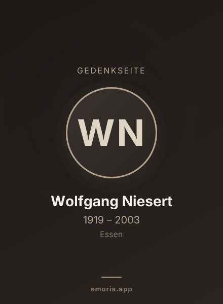 Gedenkportrait von Wolfgang Niesert