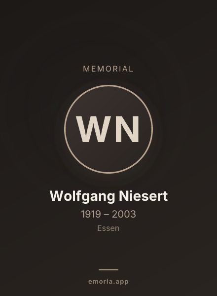 Memorial portrait of Wolfgang Niesert