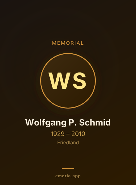 Memorial portrait of Wolfgang P. Schmid